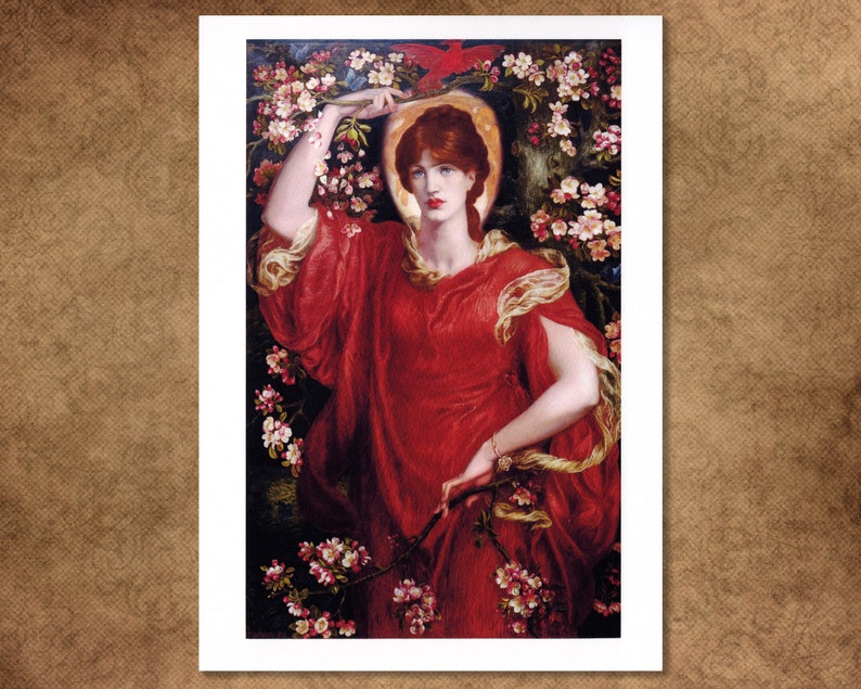 Pre-Raphaelite print of Dante Gabriel Rossetti's' 'A vision of Fiammetta.' Faithful giclée reproduction of an exotic painting. image 1