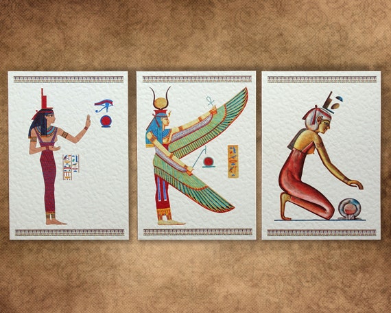 Isis Goddess Mini Prints, Egyptian Art, Set of 3 (A6)