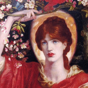 Pre-Raphaelite print of Dante Gabriel Rossetti's' 'A vision of Fiammetta.' Faithful giclée reproduction of an exotic painting. image 2