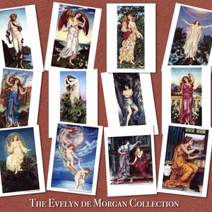 Evelyn De Morgan, 12 impressions au format carte postale sur carte d'art de 230 g/m². Ses meilleures oeuvres réunies au même endroit, principalement de style préraphaélite
