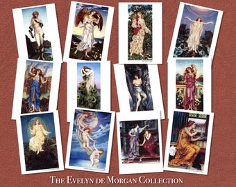 Evelyn De Morgan Pre-Raphaelite Art Prints, Postcard size, Fine Art Card, Set of 12