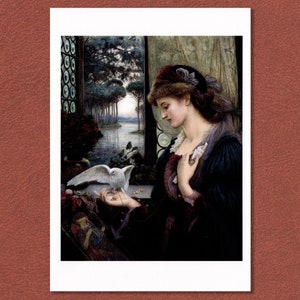 'El mensajero del amor' prerrafaelita de Marie Spartali Stillman. Fiel reproducción giclée de una maravillosa escena llena de misterio y romance.