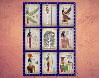 Ägyptische Göttinnen Kunstdruck, Wanddeko der Antiken Mythologie