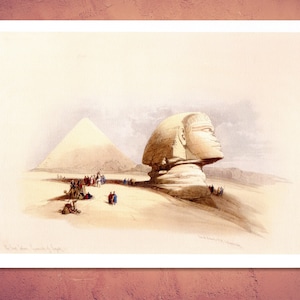 David Roberts print 1838.  &#39;The Great Sphinx, Pyramids of Giza.&#39; Fine art giclée print from original bookplate. Unique record of the time.