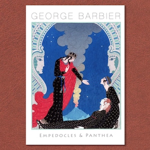 George Barbier: Lámina Art Nouveau &#39;Empédocles y Panthea&#39;. Impresionante obra de arte mural del maestro de la ilustración de moda.