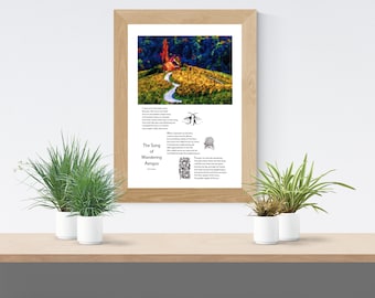 Gedichtdruck: The Song of Wandering Aengus von WB Yeats. Letzter der Romantiker. Wunderschöner Giclée Druck auf texturiertem Aquarellpapier.