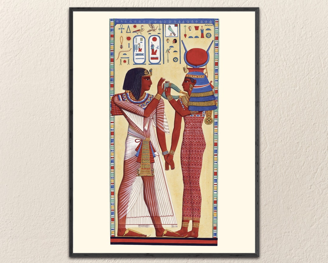 Hathor and Seti I Print, Gods of Egypt, Vintage Ancient Art - Etsy