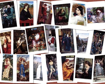 Pre-Raphaelite Art Prints, John William Waterhouse, Rossetti (20 Postcard size prints)