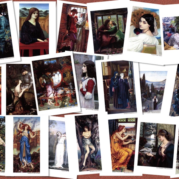 Postcard-size art prints. Pre-Raphaelite art collection. 20 postcard size prints 4 x 5.8 inches, on 250 gsm feltmark card. To frame or give