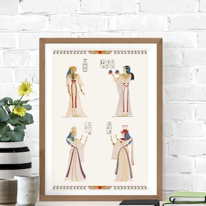 Egypt print: Four famous Egyptian Royal Ladies. Fine art giclee print from original 19th C. lithograph. Cool Egyptian wall art.