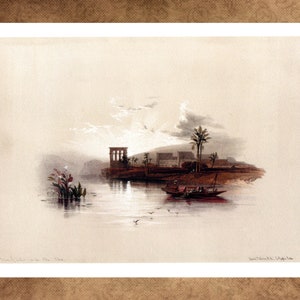 Egitto di David Roberts. Isola di Philae, centro di culto della dea Iside. Dipinto classico riprodotto fedelmente su bellissima carta da acquerello