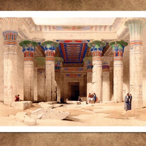 Gravura de David Roberts: Templo de Ísis, de famoso artista do século XIX. Originalmente pintada em 1839. Impressionante arte de parede egípcia em giclée.