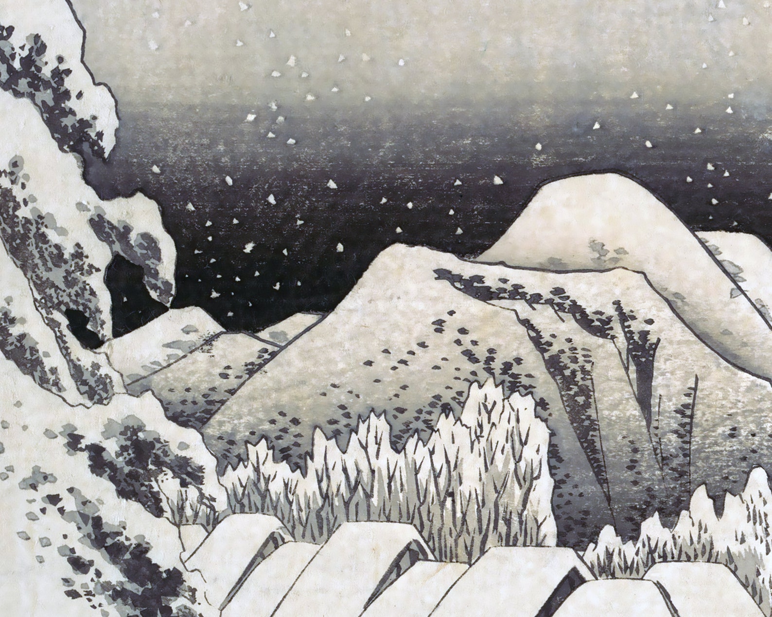 Hokusai influence 'Snow at Kanbara' by Utagawa Etsy