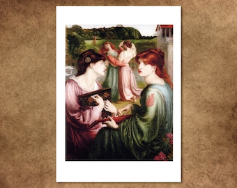 Stampa di Rossetti "Il prato fiorito": arte murale preraffaellita