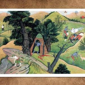 Rama söker efter Sita. Fascinerande bild från det episka "Ramayana", en tidig prosadikt från omkring 5-7 f.Kr. Som inget annat.