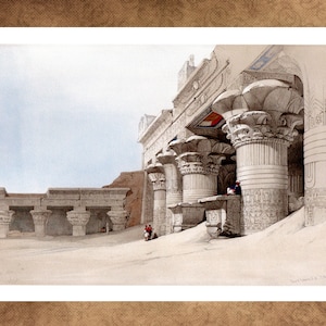 David Roberts print: Temple of Edfu Originally painted 1838-1842. Giclée wall art on watercolour paper. Stunning.