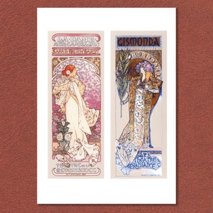 Sarah Bernhardt e Alphonse Mucha. Stampe Art Nouveau definitive su splendida carta per acquerelli. Arte murale con vero stile.