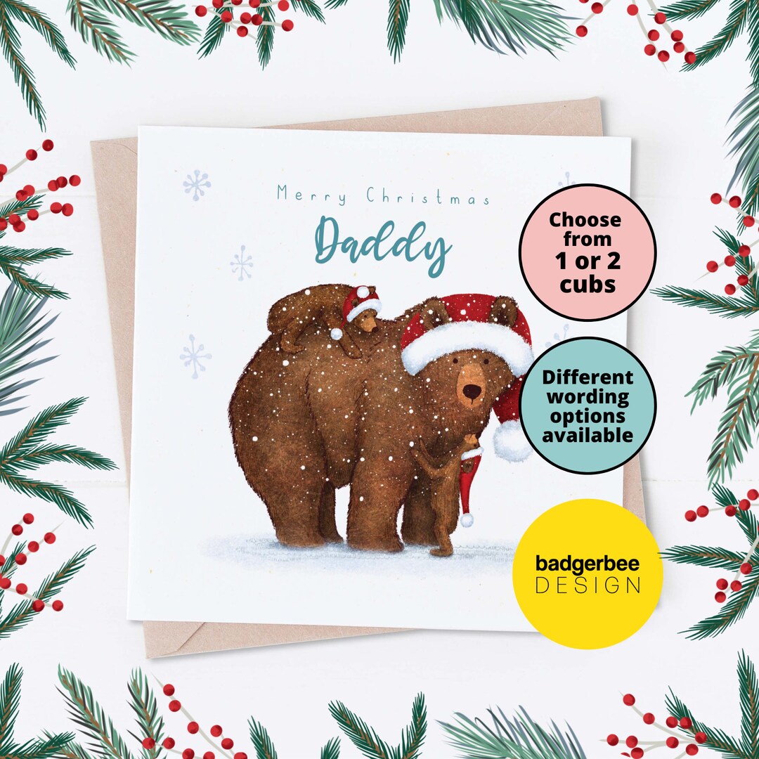Daddy Christmas Card UK, Merry Christmas Card for Daddy, Grandad, Card ...