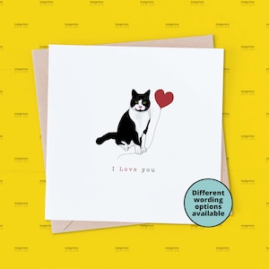 Cat Valentines Day Card, I Love You Valentines Day Card for him, for her, Cute Valentines Day Card for Husband, Wife, Boyfriend, Girlfriend