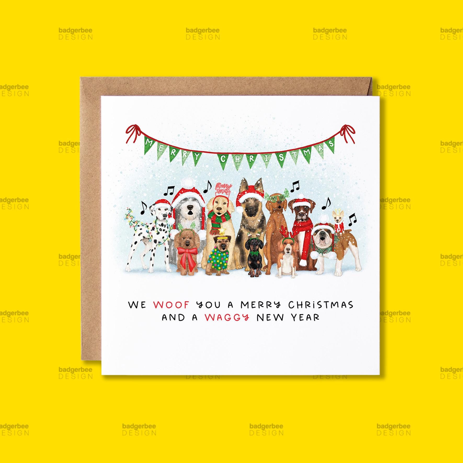 Funny Dog Christmas Card, Dog Pun Christmas Card, Merry Christmas Card ...