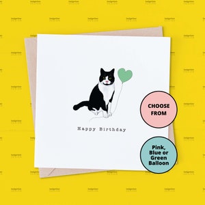 Cat Happy Birthday Card, Black and White Cat Birthday Card, Tuxedo Cat Birthday Card, Birthday Card for friend,Cute Birthday Card for Friend