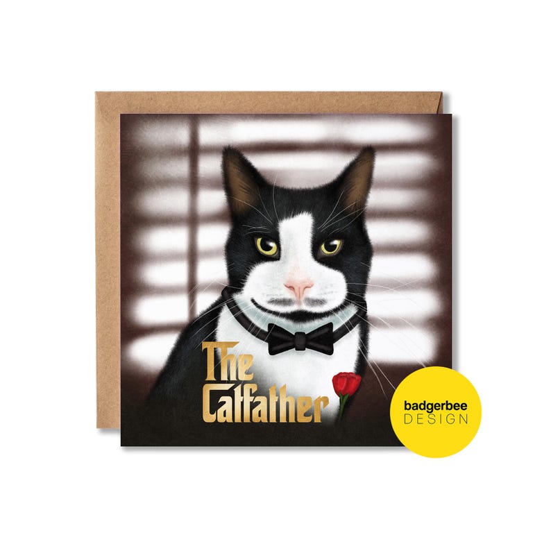 Funny Fathers Day Card, Father's Day Card from the Cat, Pun Fathers Day Card, Cat Dad Father's Day Card, Tuxedo Cat Fathers Day Card for Dad bild 10