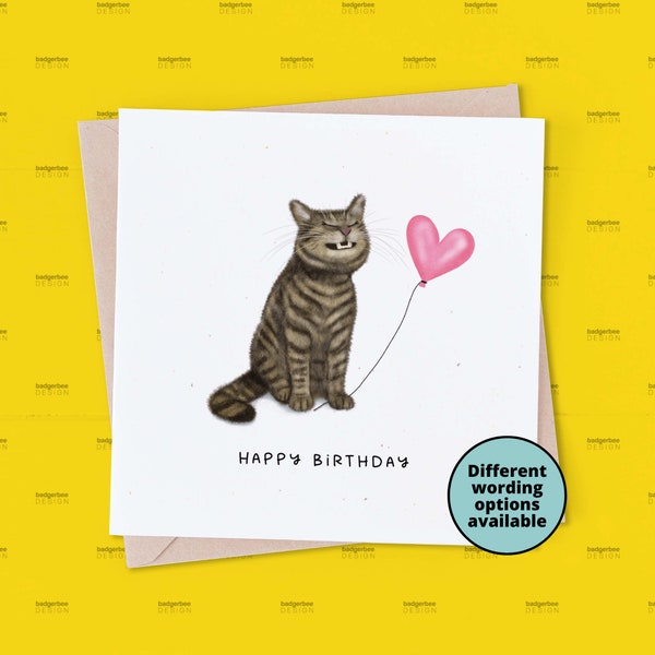 Tabby Cat Birthday Card for Mum, Love You Mum Card for Mummy, Cute Cat Happy Birthday Card for Cat Lover, Mum, Mummy, Wife, Best Cat Mum