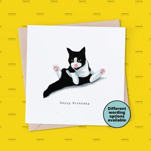 Funny Cat Birthday Card, Black and White Cat Birthday Card, Tuxedo Cat Birthday Card, Happy Birthday Card for friend, Cute Cat Birthday Card