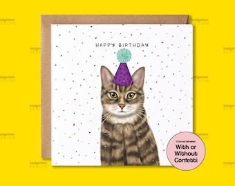 Tabby Cat Birthday Card, Funny Cat Birthday Card, Cute Cat Birthday Card, Birthday Card for tabby cat owner, Birthday card from the cat