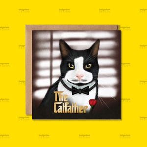 Funny Fathers Day Card, Father's Day Card from the Cat, Pun Fathers Day Card, Cat Dad Father's Day Card, Tuxedo Cat Fathers Day Card for Dad bild 1