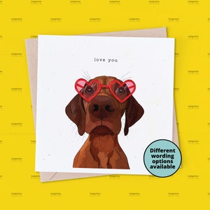 Vizsla Card, Valentines Day Card from Dog, Love you Valentines Card, Card for Vizsla Owner, Cute Dog Card, Hand-drawn Vizsla Illustration