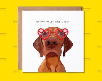 Vizsla Card, Valentines Day Card from Dog, Love you Valentines Card, Card for Vizsla Owner, Cute Dog Card, Hand-drawn Vizsla Illustration