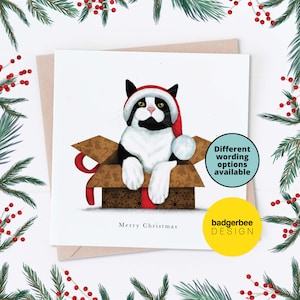 Funny Cat Christmas Card, Black and White Cat Christmas Card, Tuxedo Cat Christmas Card, Christmas Card for friend, Cute Cat Christmas Card