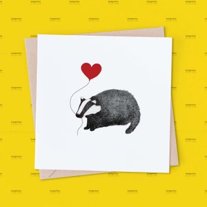 Badger Love Card, Valentines Day Card for him, her, husband, wife, Meant to be Card, Cute Anniversary Card, Badger Illustration, Badger Card