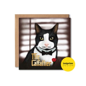 Funny Fathers Day Card, Father's Day Card from the Cat, Pun Fathers Day Card, Cat Dad Father's Day Card, Tuxedo Cat Fathers Day Card for Dad bild 8