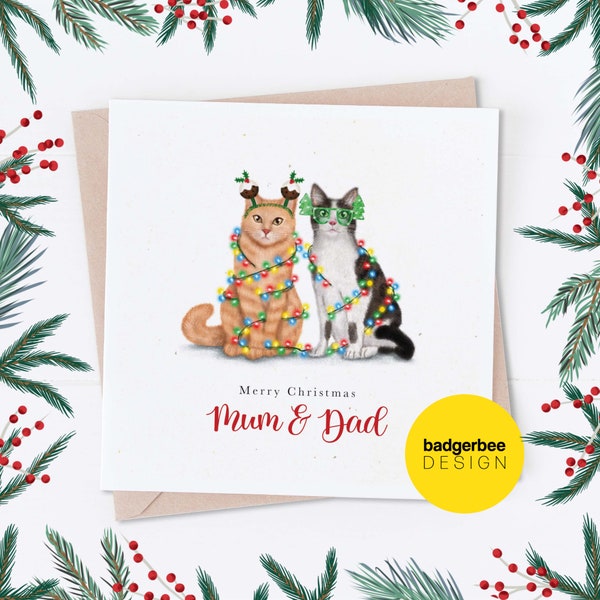 Mum and Dad Christmas Card, Personalised Couple Christmas Card, Funny Couple Christmas Card for Mum and Dad, Card from Son, Daughter, Friend