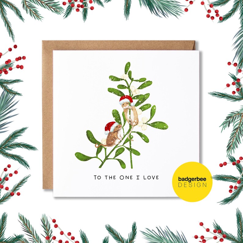 To the One I Love Christmas Card, Cute Mouse Christmas Card, to the One