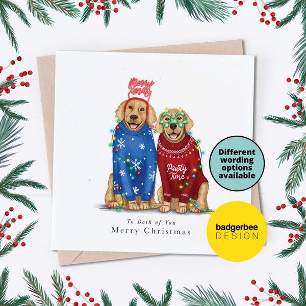 Funny Dog Christmas Card, To Both of you at Christmas Card, Funny Couple Christmas Card, Card for Couple, Son, Daughter, in-law, Mum and Dad