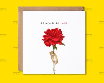 Pun Valentines Day Card, Cute Valentines Day Card for her, him, Red Rose Simple Valentines Day Card for Husband, Wife, Boyfriend, Girlfriend