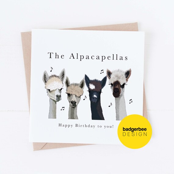 Alpaca Birthday Card, Pun Birthday Card, Funny Birthday Card, Acapella  Alpaca Card, Card for Alpaca Lover, Punny Happy Birthday Card UK - Etsy
