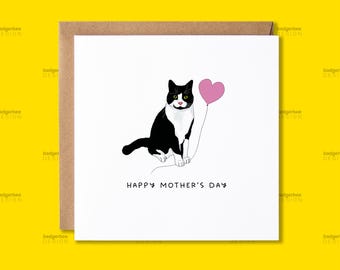 Funny Cat Mothers Day Card, Love You Mum Card for Mum, Mummy, Cute ...