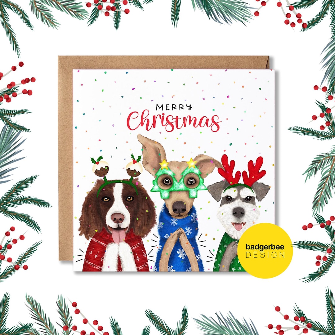 Funny Dog Christmas Card, Merry Christmas Dog Card, Dog Xmas Card, Cute ...