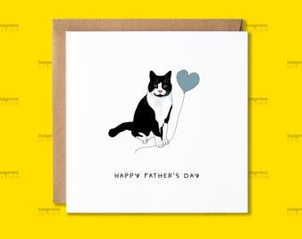 Tarjeta del Día del Padre con Gatos, Mejor Papá Gato, Tarjeta del Día del Padre Feliz, Tarjeta del Día del Padre Feliz para Papá, Papá, Abuelo, Abuelo, Abuelo, Tarjeta de Gato Esmoquin