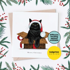 Funny Cat Christmas Card, Black Cat Christmas Card, Cat Pun Christmas Card from Cat, Christmas Card for friend, Cute Cat Christmas Card