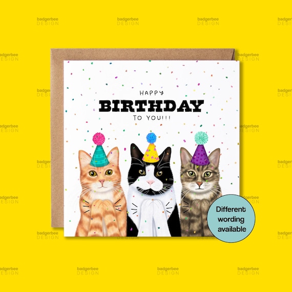 Carte D'anniversaire Amusante Pour Chat – 145 X 145 Mm