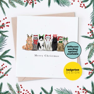 Merry Christmas Cat Card, Funny Cat Christmas Card, Personalised Cat Christmas Card, Cute Cats Christmas Card, Christmas Card for cat lover