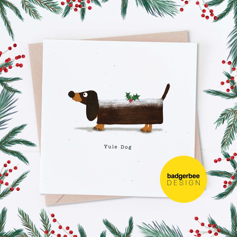 Yule Dog Christmas Card Pun Sausage Dog Christmas Card Pun Etsy UK