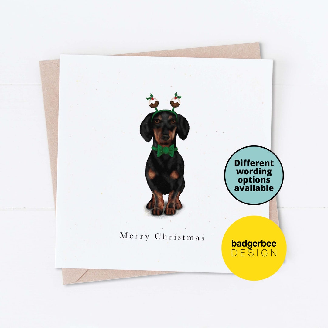 Sausage Dog Christmas Card, Dachshund Christmas Card, Cute Dog