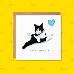 Funny Cat Fathers Day Card, Best cat dad ever Happy Fathers Day Card from the cat, Happy Father's Day Card for Dad, Daddy, tuxedo cat card