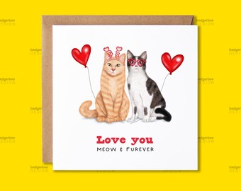 Funny Cat Pun Anniversary Card, Pun Anniversary Card for him, her, Cute Anniversary Card for Husband, Wife, Boyfriend, Girlfriend